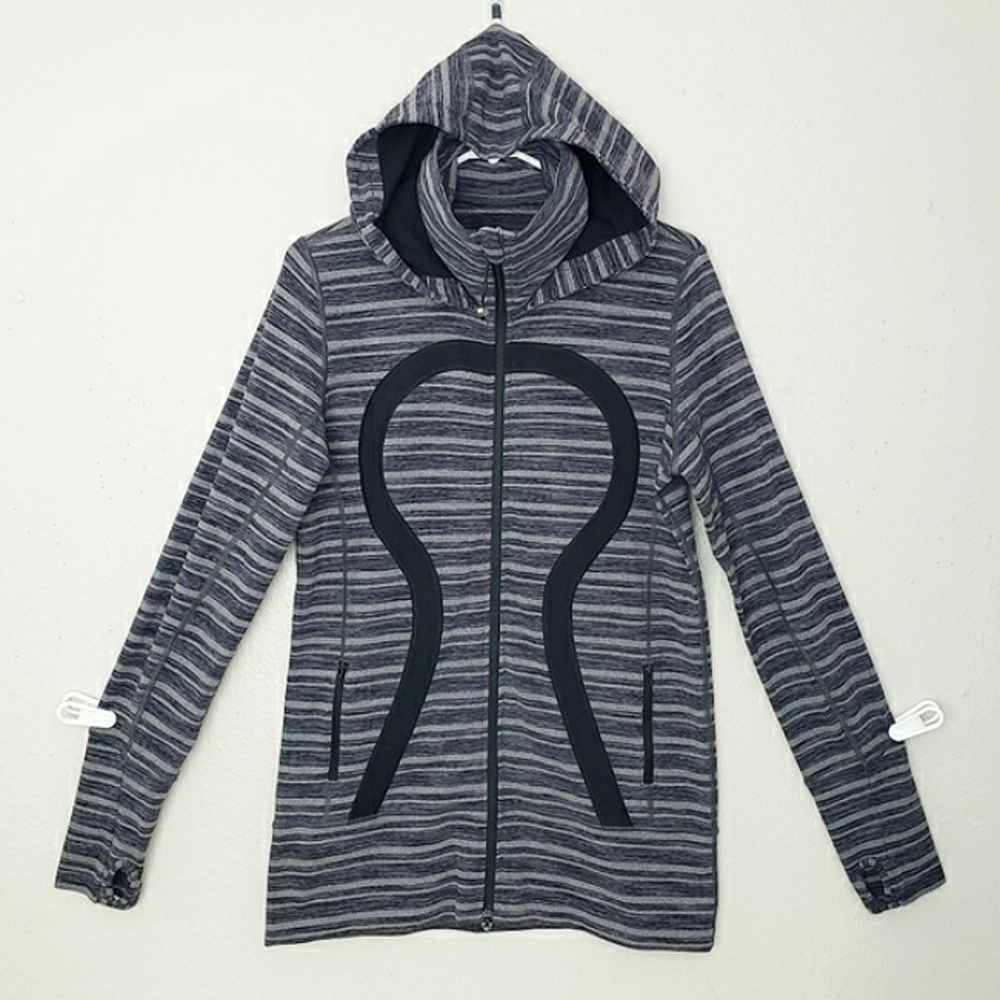 lululemon athletica Women's Gray Striped Hooded Jacket